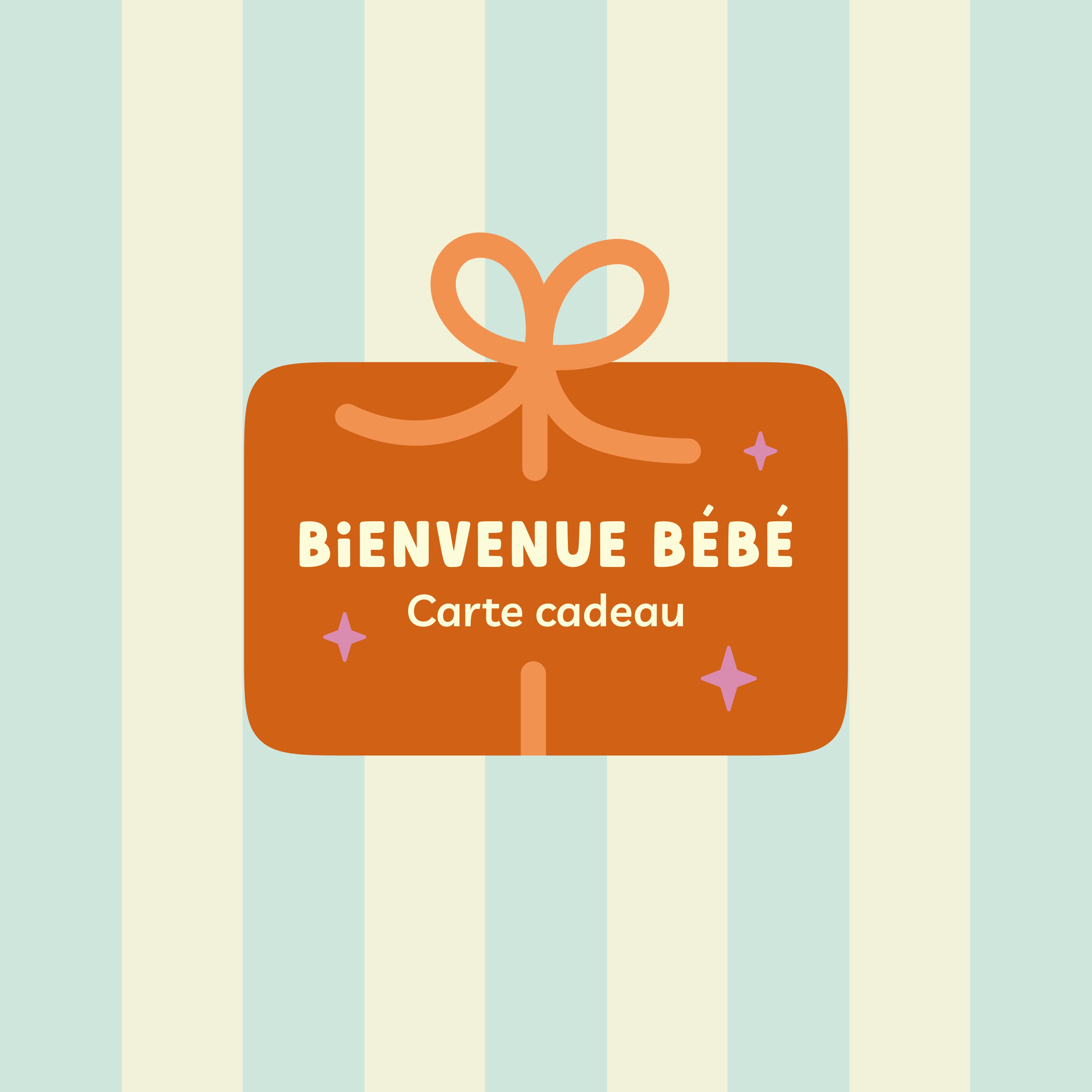dessin d'une carte cadeau avec écrit bienvenue bébé